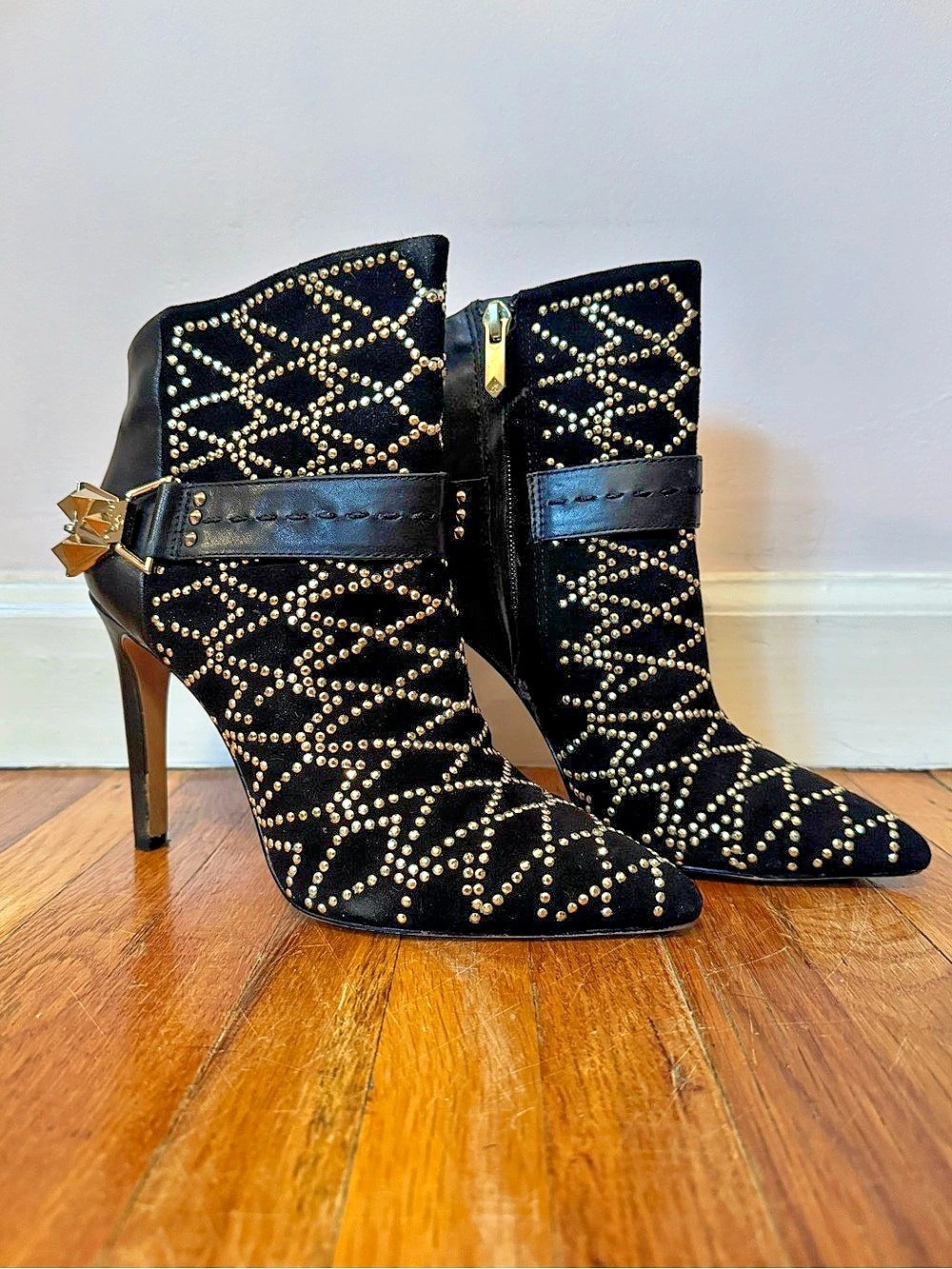Sam Edelman Mila Studded Black Heeled Boots US 6 M